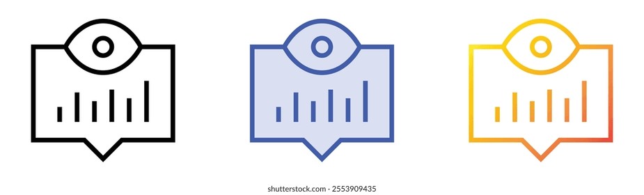 views icon. Linear, Blue Fill and Gradient Style Design Isolated On White Background
