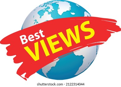 views Icon for Wallpaper, Posters and other purposes. Icon made with Earth Globe, Vector Illustration