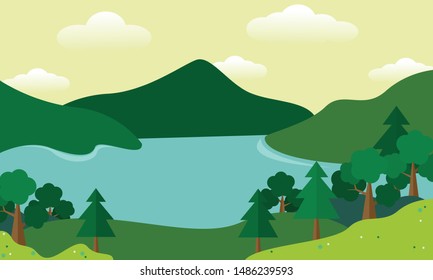 views of the lake and mountains, hills in the wild,fun background,background stock,flat design,dekstop wallper,wallpaper,vectorstock background,forest