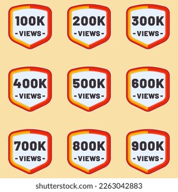 views logo 100k  to 900k plus views celebration badge set