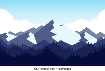 Views of mountain range with some snow on the top hat of the mountain in the winter sunshine holiday day with greenery mountain range in foreground 