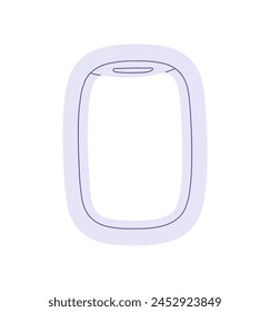 Views outside plane window, skyscape at vacation journey by airliner, airplane cabin during air flight, trip landscape, sky view through porthole in air plane flat vector illustration.