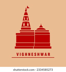 Icono vector del templo de Ganapati Vighneshwar. Icono de Ashtavinayak Ganesh Mandir.