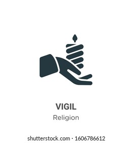 Vigil glyph icon vector on white background. Flat vector vigil icon symbol sign from modern religion collection for mobile concept and web apps design.