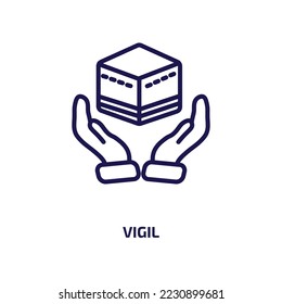 vigil icon from religion collection. Thin linear vigil, vigilance, danger outline icon isolated on white background. Line vector vigil sign, symbol for web and mobile