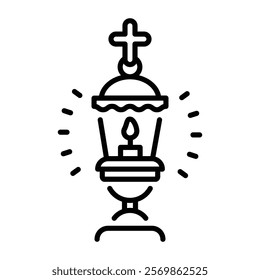 Vigil lamp icon in linear style 