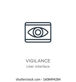 Vigilance icon. Thin linear vigilance outline icon isolated on white background from user interface collection. Line vector sign, symbol for web and mobile