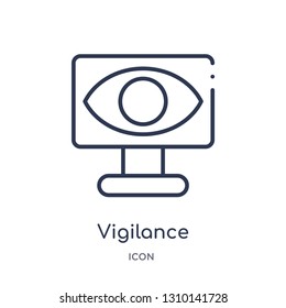 vigilance icon from user interface outline collection. Thin line vigilance icon isolated on white background.