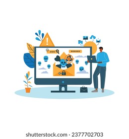 Vigilant Email Phishing Prevention Vector Illustration