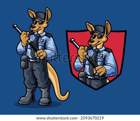 A vigilant kangaroo in uniform ensuring safety and protection