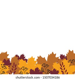 Vignette of autumn leaves, space for text. Banner, flyer