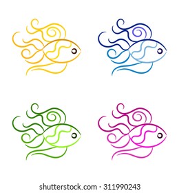 Vignette colourful fish set