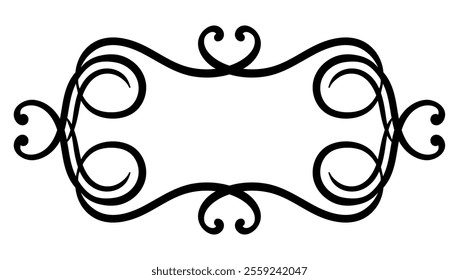 Elemento de ondulação de vinheta. Divisor caligráfico decorativo ou moldura.