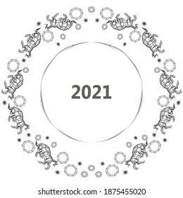 vignette with geometric bulls - symbols of 2021