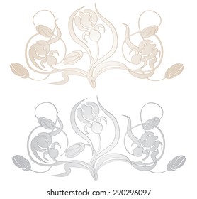 vignette with  irises in a modern style