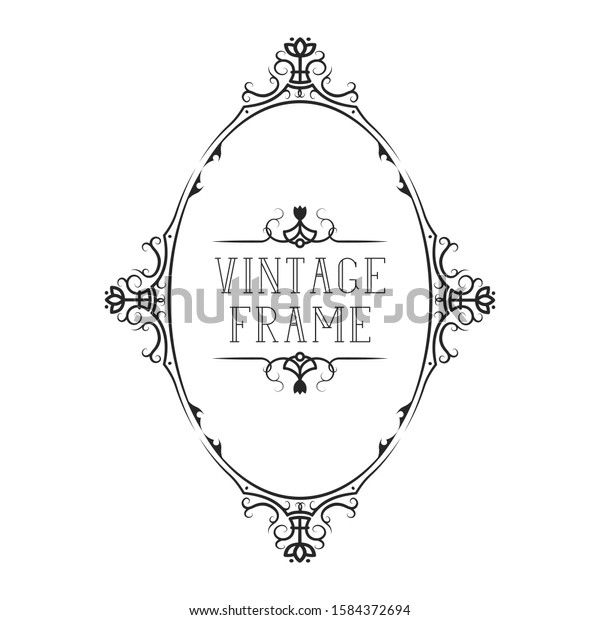 Vignette ornate\
classic wedding frame. Vintage oval royal border. Vector isolated\
calligraphic invitation\
card.