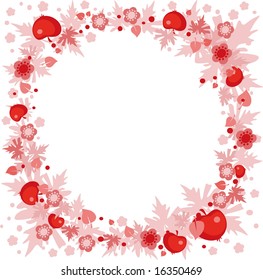 vignette with red apples and butterfly