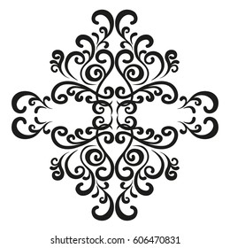 Vignette. Symmetric decor element for creating a design in vintage style. Baroque ornament.