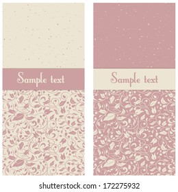 vignette for text or postcard in pink and beige colours with floral ornament. 