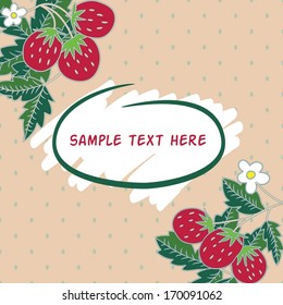 vignette for text with strawberries. neutral background. can be used as a greeting card