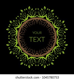 A vignette with a tree and roots. Circle ornament. Natural ornament. Vector illustration