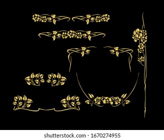 vignette vector design elements isolated decorative set 