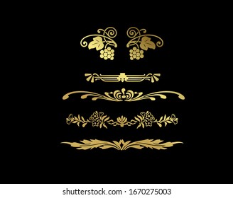 vignette vector design elements isolated decorative set 