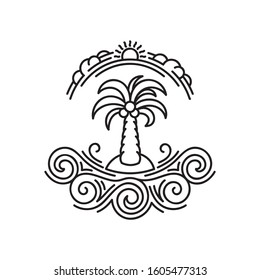 Vignette in vintage style. Line art.