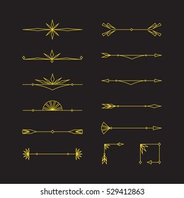 Vignettes, dividers, arrows made in vector. Line style template for your design.