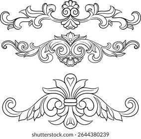 vignettes set of vector vintage floral frames, decorative design elements in retro style