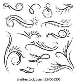 Vignettes with swirls and leaves | Classical decorative design elements for presentations, cards and invitations