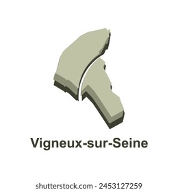 Vigneux sur Seine City of France map vector illustration, vector template with outline graphic sketch design