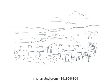Vigo Spain Europe vector sketch city illustration line art