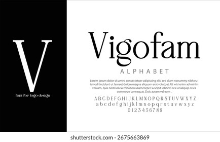 Vigofam vector alphabet font for logo design