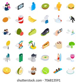 Vigorous icons set. Isometric style of 36 vigorous vector icons for web isolated on white background