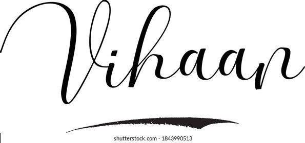 Vihaan-Male Name Cursive Calligraphy on White Background