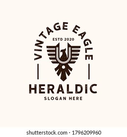 Viintage heraldic eagle logo template. Vector logo