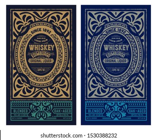 Viintage label design. Ornate logo template for tequila, whiskey, spirituous drinks label.