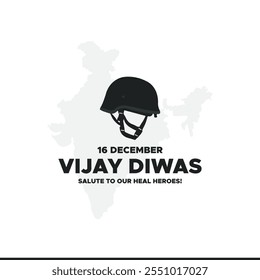 Vijay Diwas. Victory Day. 16 December 1971. Holiday Concept. Template for background with banner, poster and card. Vector illustration. Creative Vector illustration of Vijay Diwas (VICTORY DAY)banner