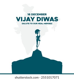 Vijay Diwas. Victory Day. 16 December 1971. Holiday Concept. Template for background with banner, poster and card. Vector illustration. Creative Vector illustration of Vijay Diwas (VICTORY DAY)banner