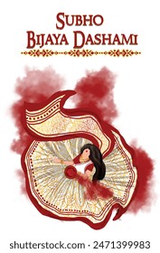 vijaya dashmi poster , happy durga puja . and the non english text means - subho vijaya dashmi