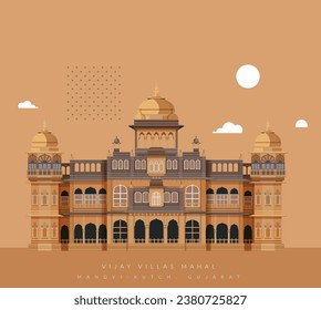 Vijaya Vilas Mahal en Mandvi - Kutch, Gujrat - Ilustración de acciones como archivo EPS 10