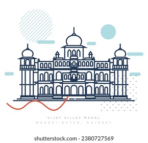 Vijaya Vilas Mahal en Mandvi - Kutch, Gujrat - Ilustración de acciones como archivo EPS 10