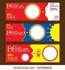 vijayadashami or Dussehra is a major Hindu festival celebration poster and write your text brand or company name concept design