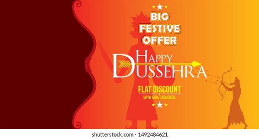 vijayadashami or Dussehra is a major Hindu festival celebration poster and write your text brand or company name concept design