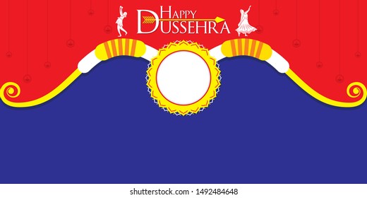 vijayadashami or Dussehra is a major Hindu festival celebration poster and write your text brand or company name concept design