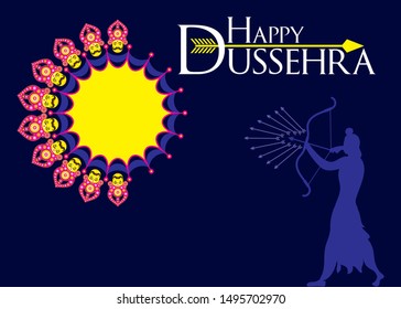 vijayadashami or Dussehra is a major Hindu festival celebration poster and write your text or company name concept design