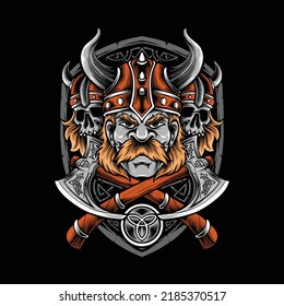 viking with armor and axe vector