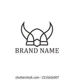 Viking Armor Helmet line logo design, for Boat Ship, Game Club, Sport