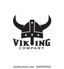 viking armor helmet logo design vector illustration